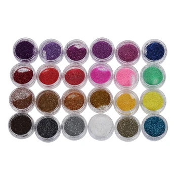 

24 x Colors Glitter Powder Glitter Nail Deco for False UV Gel Nail.