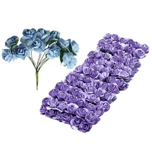 288 шт Искусственные бумажные розы цветок Свадебный декор, 144 шт светильник синий и 144 шт Темно-фиолетовый