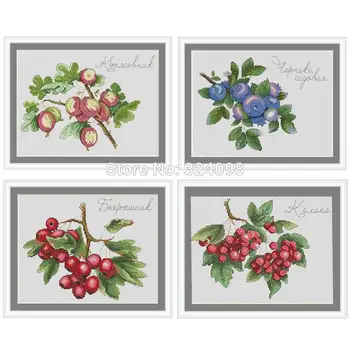 

Bilberry blueberry Hawthorn patterns Counted Cross Stitch 11CT 14CT 18CT DIY Chinese Cross Stitch Kits Embroidery Needlework Set