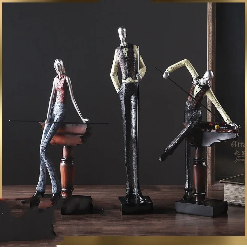 Европейский персонаж бильярд, ручные статуи для дома, гостиной, настольные статуэтки, ремесла, для офиса, кафе, стола, украшения, искусство
