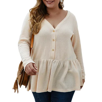 

Fashion Autumn Winter Women's Sweater Casual Solid Concise Large Size V-neck Long-sleeved Sweaters Plus Size