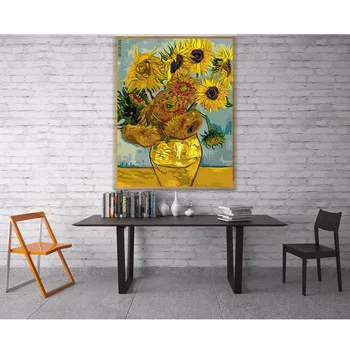

Diy sunflower full embroidery decoration painting diamond cross stitch crystal round diamond sets unfinished decorative
