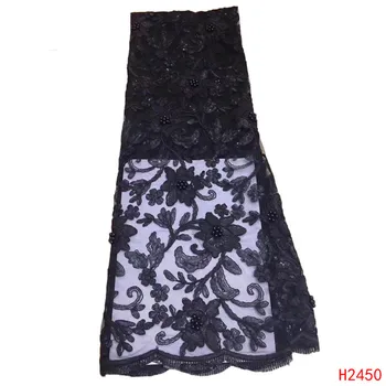 

2019 New Design Tulle Lace Fabric Embroidered Beaded Sequins Net Lace African Fabric French Lace For Women Party Dress HX2450