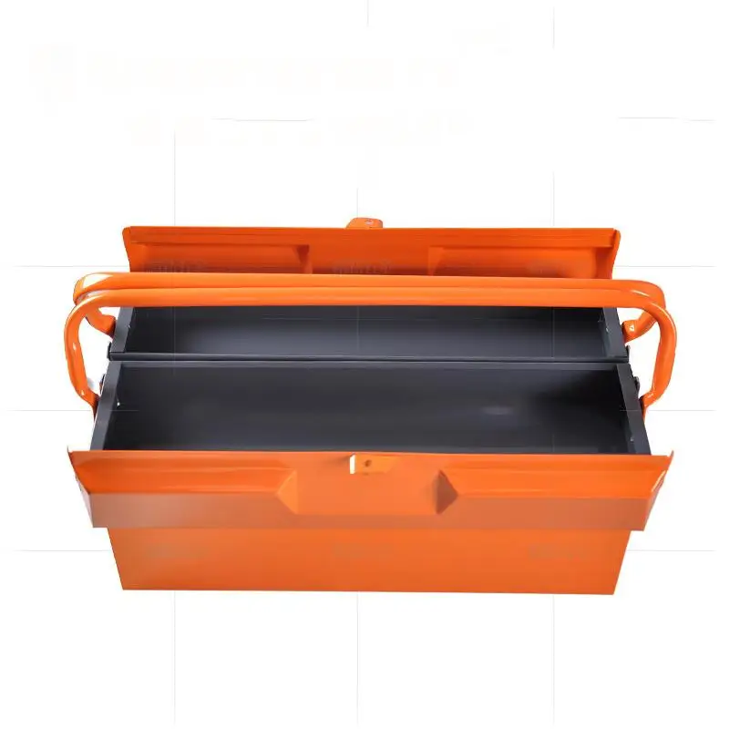 Household Portable Toolbox Three-Layer Thicken Iron Storage Box Folding Tool Box Multi-Function Maintenance Hardware Toolbox