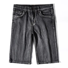 Повседневные Прямые облегающие эластичные короткие джинсы мужские брендовые летние новые мужские серые джинсовые шорты модные большие размеры 40 42 44