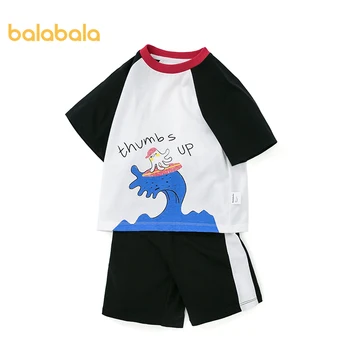 

Balabala Children clothing boy short-sleeved suit baby T-shirt children clothing 2020 summer new pure cotton sportswear