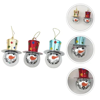 

3Pcs Christmas Ornaments Supplies Decorative Snowman Head Pendant Cartoon Prop