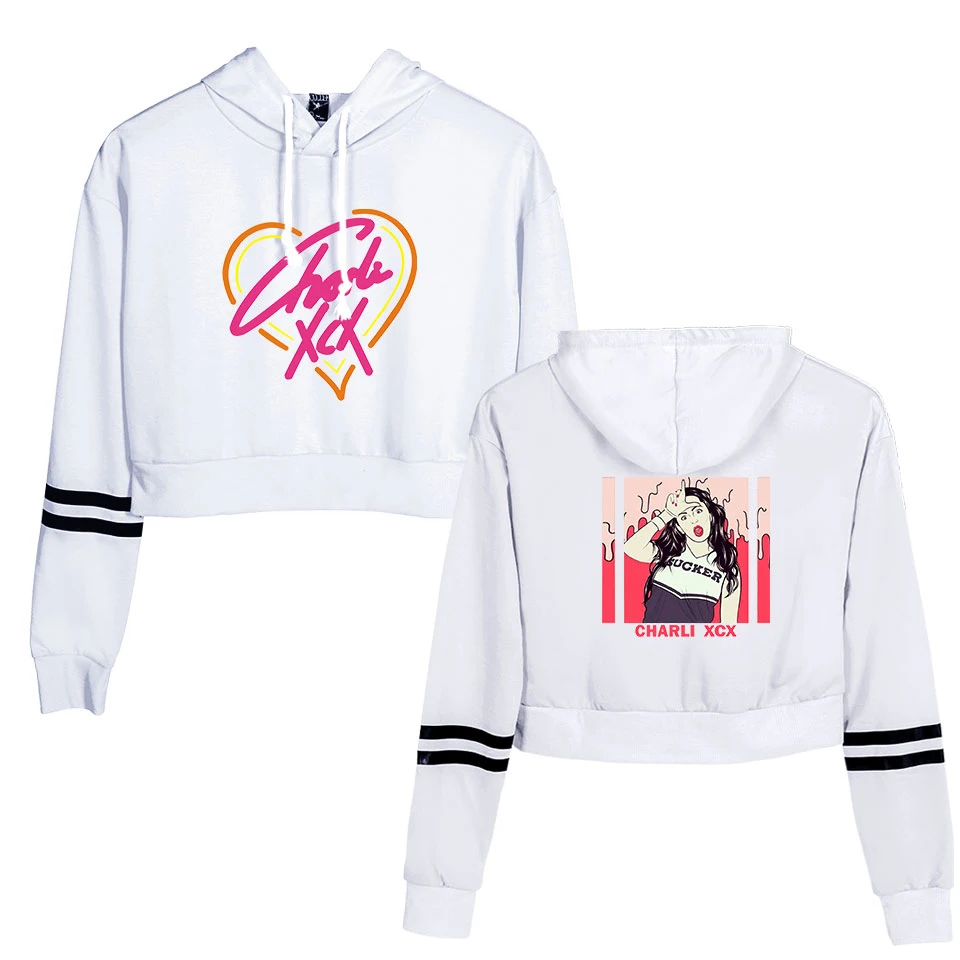 Горячая Повседневная Популярная мода Charli XCX укороченный топ толстовки новые женские толстовки с капюшоном Charli XCX модные уличные розовые толстовки