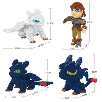 

Mini Brick How to Train Your Dragon 3 Block Set 3D DIY White Toothless Night Fury Model Building Toy For Kids