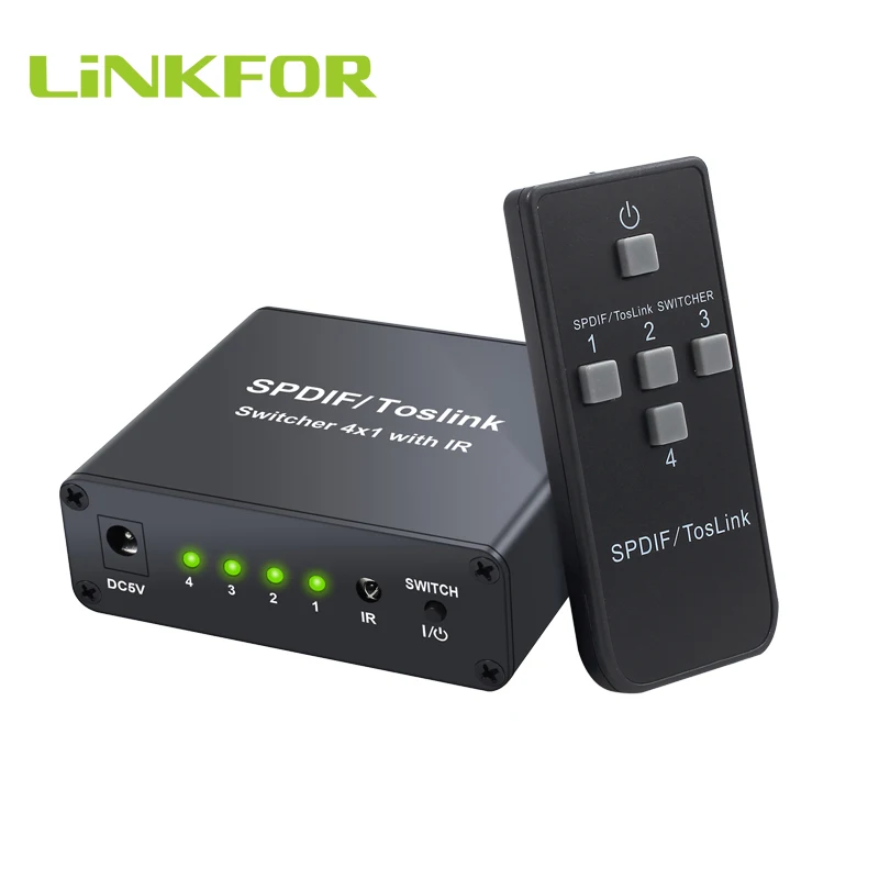 Переключатель LiNKFOR Toslink SPDIF из алюминиевого сплава с 4 портами цифровой оптический