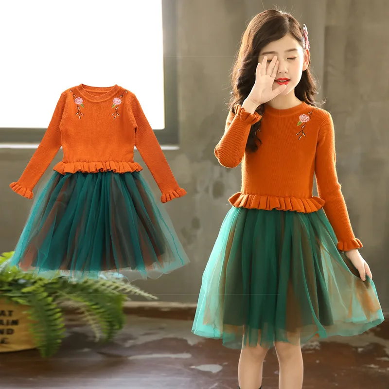 

Girls Autumn Clothing Sweater Skirt 2018 New Style Korean-style Princess Dress Spring And Autumn Long Sleeve Children Knitted Sw