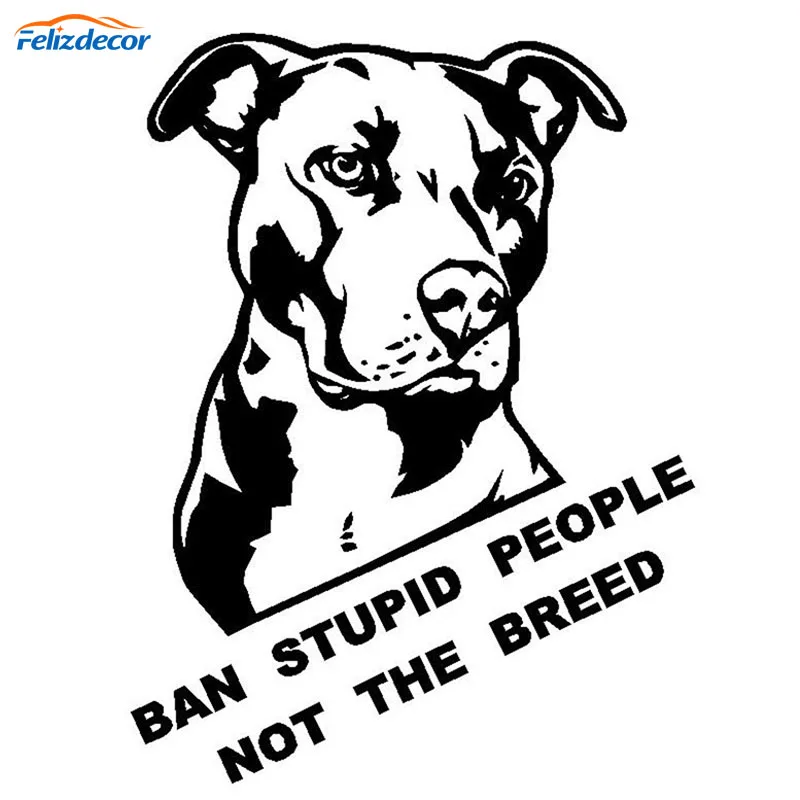 Black/Silver Ban Stupid People Not The Breed Pitbull Car Sticker And Decals Motorcycle Car Styling Accessories YC057 - Image 2
