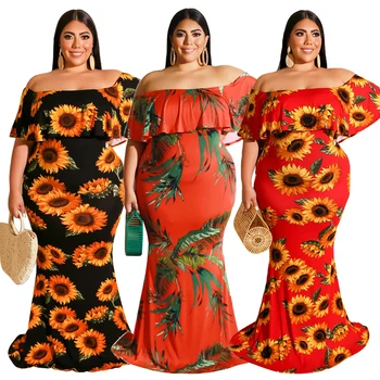 

Summer Boho Printed Beach Plus Size Dress Women Off Shoulder Loose Vintage Retro Dresses Sexy Long Maxi Sundress Party Vestidos