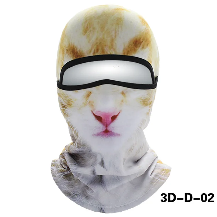 Программное обеспечение для лица Gini 3-D покрытие головы животного, защита от мороза, согревание лица, эластичная бархатная маска для катания на лыжах, шейный шарф - Цвет: 3D-D-02