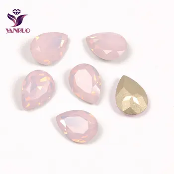 

YANRUO Teardrop Rose Water Opal Claw Crystals All for Needlework Sewn Rhinestones Glass Sewing Ornaments Diamond Stones