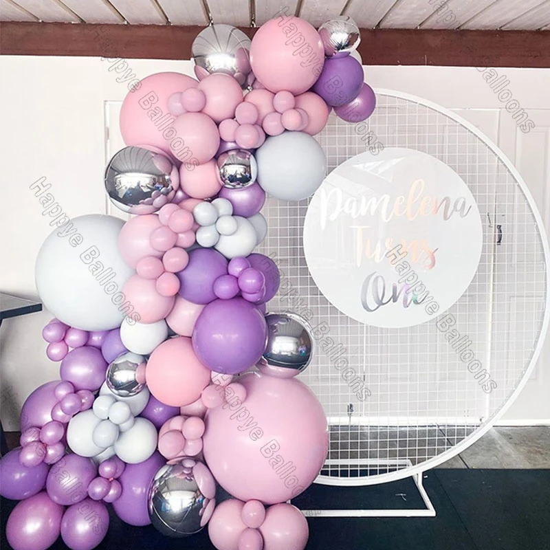 

118pcs Pearl Light Purple Balloons Garland Arch Kit Wedding Decoration Macaron Baby Pink Matte Lilac Ballon Birthday Party Decor