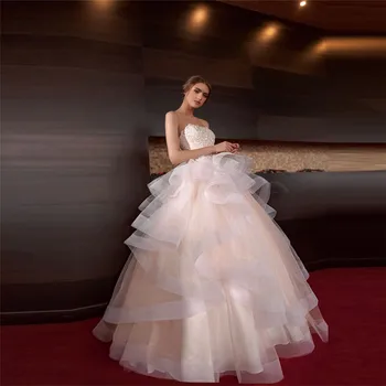 

Sweetheart Lace Appliques Tulle Wedding Dresses Bridal Gowns Bandage Back Princess Custom Made Robe De Mariee Plus Size