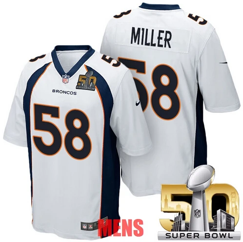 Stitiched, Denver, Von Miller для мужчин и женщин, Молодежный трикотаж - Цвет: White