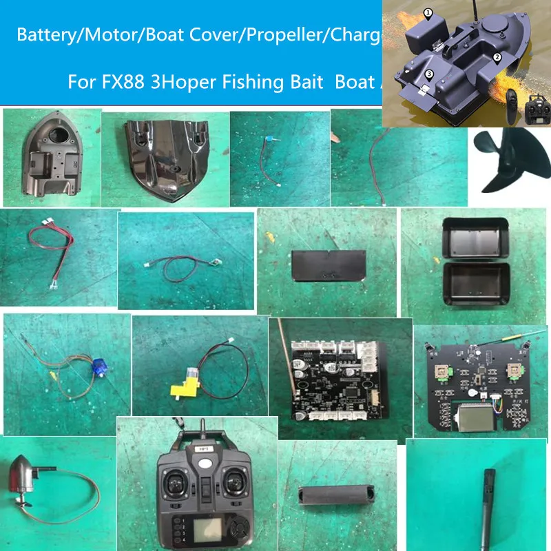 74V13600mAhBatteryMotorBoatCoverPropellerForFX88SmartRCBait