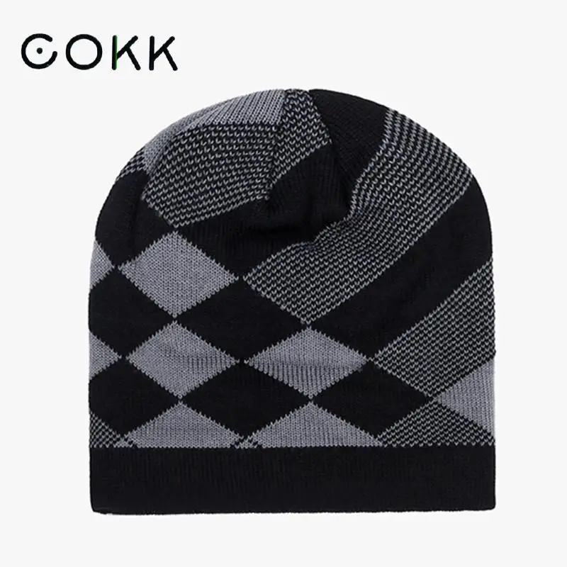 

COKK Winter Hat Men Beanie Ear Protector Cycling Cold Proof Knitted Headgear Outdoor Sports Bonnets Stretch Hats Wholesale