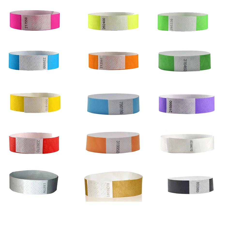 100 Plain Aqua 1/" Tyvek Paper Wristbands for Events,Festivals,Parties