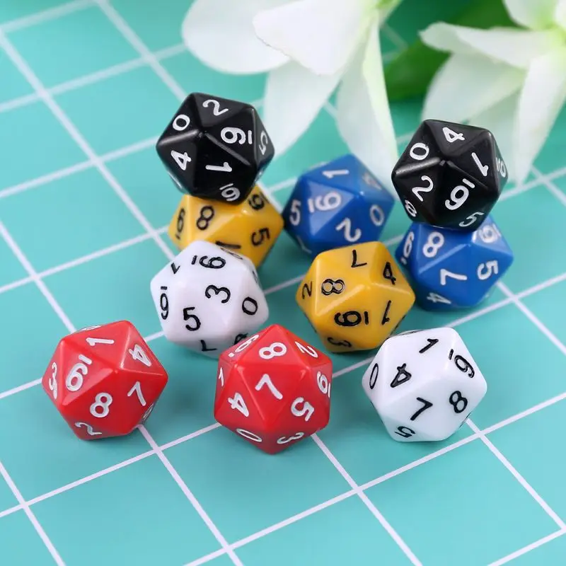 

10pcs/set 20-Sided D20 Polyhedral Dices Numbers Dials Desktop Table Board Game 27RD