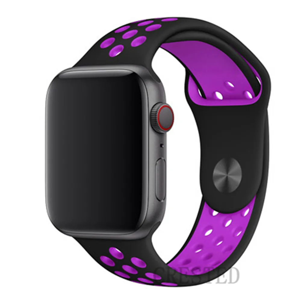 Спортивный ремешок для apple watch band 44 мм/40 мм apple watch 5 4 band iwatch band 5 42 мм/38 мм correa браслет ремень 3 Аксессуары для часов - Цвет ремешка: black purple25