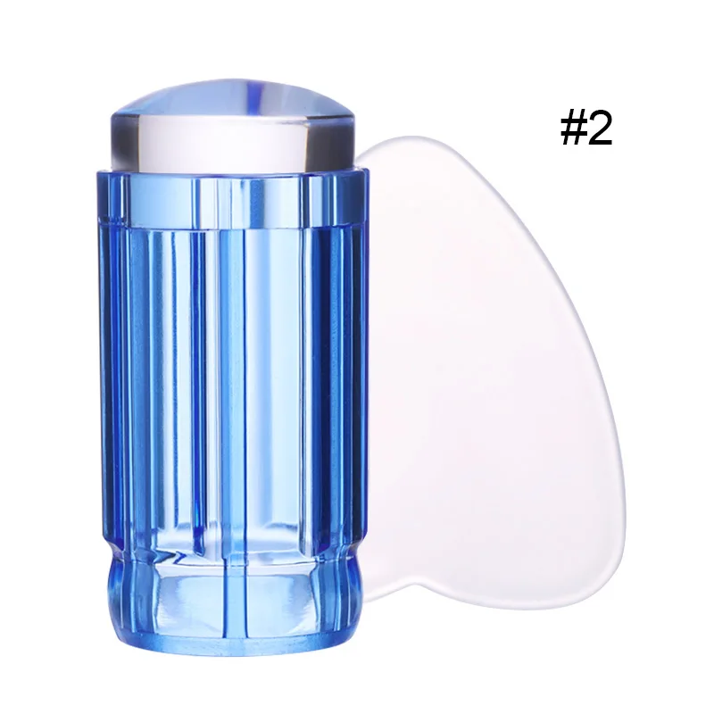 1 шт. прозрачный гвоздь Stamper силиконовый с цветными ручками Stamper Head с прозрачной крышкой скребок для ногтей дизайн ногтей штамп-печатка - Цвет: 2