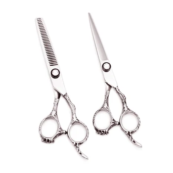 

Professional Barber Scissors 6" 440C Engrave Logo Cutting Shears Thinning Scissors Hair Scissors Haircut Set Dropshipping C9008