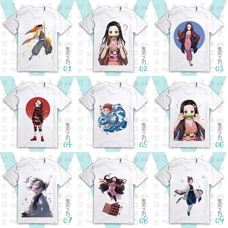Футболка Kimetsu no Yaiba рассекающий демонов с коротким рукавом Kamado Tanjirou Nezuko Agatsuma Zenitsu