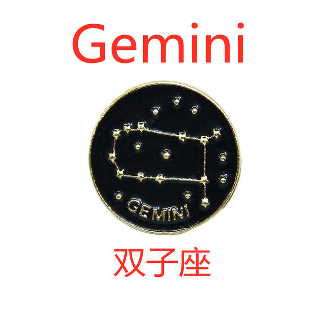 12 Constellation Badge Star Zodiac Sign Horoscope Leo Libra Virgo Enamel Brooch Personality Lapel Backpack Pins Jewelry