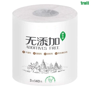 

1 Roll 3-ply Toilet Paper Home Roll Paper Soft Skin-Friendly Bathroom Paper Tissue White New LDO99