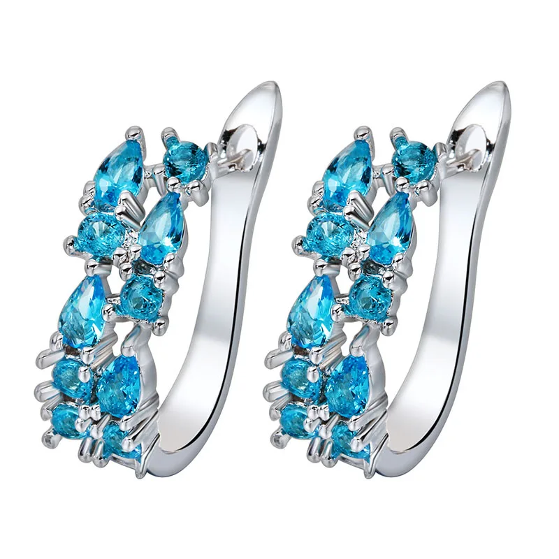 

Wholesale Luxury Rose Gold Color Earrings Flash CZ Zircon Ear Studs 3 Colors Earrings Women Cheap brincos