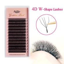 

Cilios 4D W-shape Lashes W Eyelash Extension Automatic Flowering Four Leaves C/D Curl High Quality Idividual Fake Eyelashes