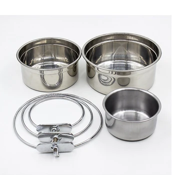 1PC Hanging Pet Bowl Dog Bowl Cat Basin On Cage Round Stainless Steel Single Accessory