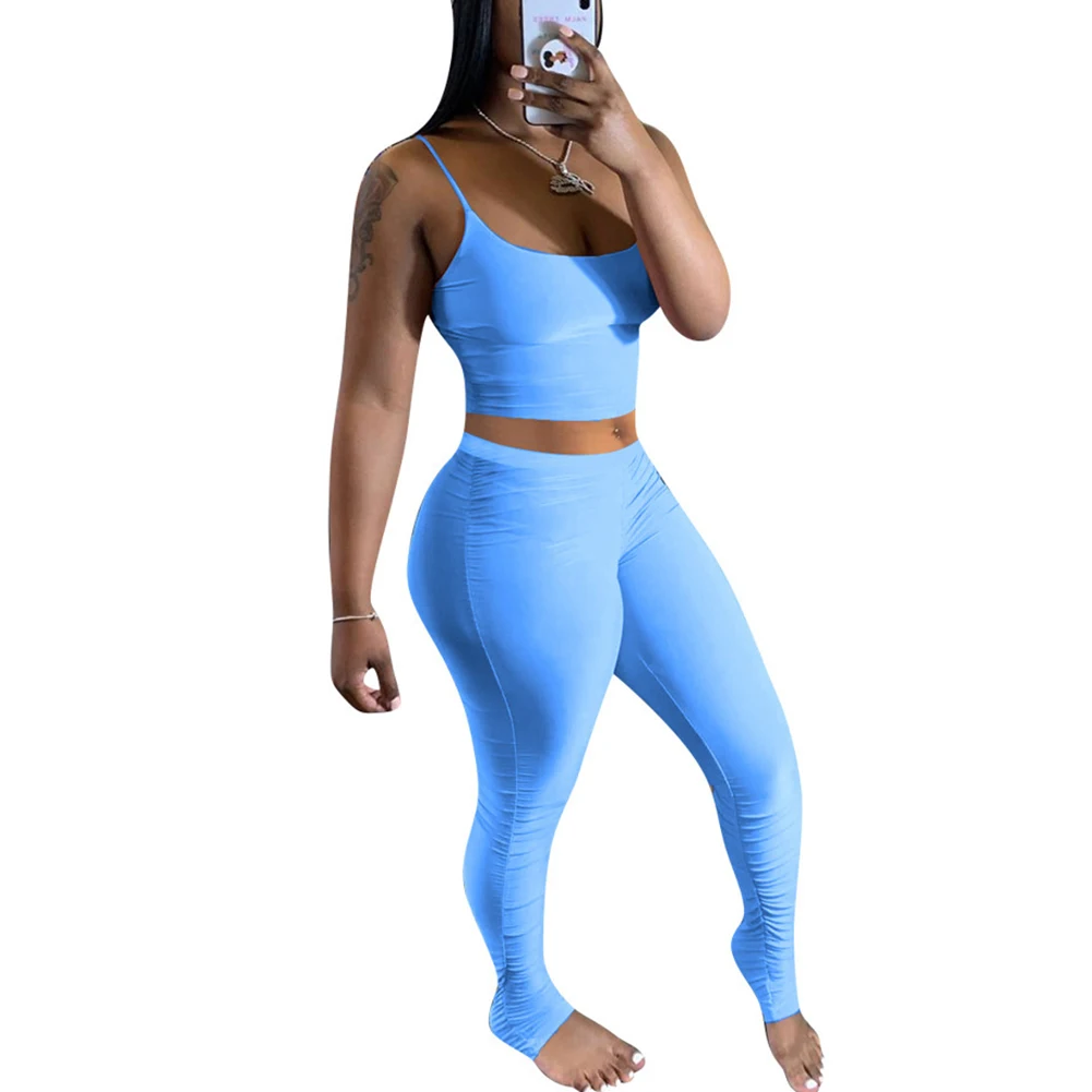 Новинка Модный женский летний пикантный Повседневный Топ без рукавов и леггинсы