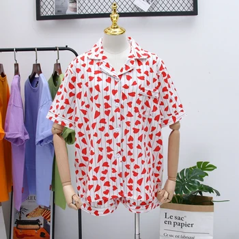 

Women Sleepwear Cartoon Print Pajamas Sets Cute Harajuku Summer Korean Style Kawaii Pyjamas Set Shirt And Pant Sets