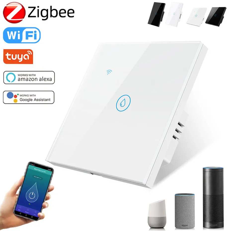 Смарт-выключатель Zigbee для водонагревателя сенсорная панель голосовое