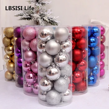 

LBSISI Life 3cm 24pcs Christmas Tree Decoration Ball Holiday Colorful Ornament Hanging For Xmas Home Handmade Gift Pendant