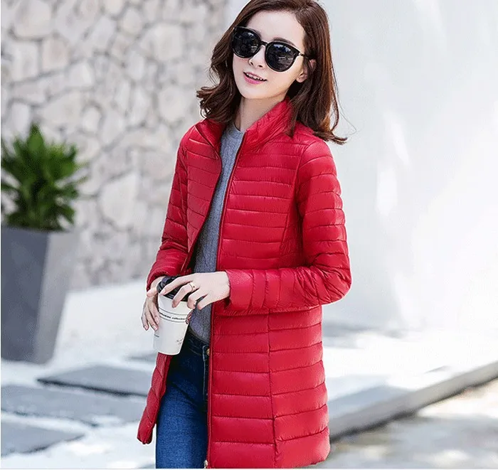

Down Feather Cotton-padded Clothes Women's Mid-length Korean-style Slim Fit Slimming-Style Stand Collar Thin Coat Winter Warm Co