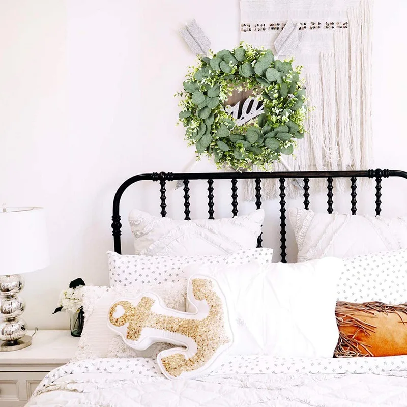 

Гирлянда из искусственного эвкалипта, поддельные виноградные лозы из ротанга, искусственные растения, венок, украшение для стен, свадебное украшение, 42 см