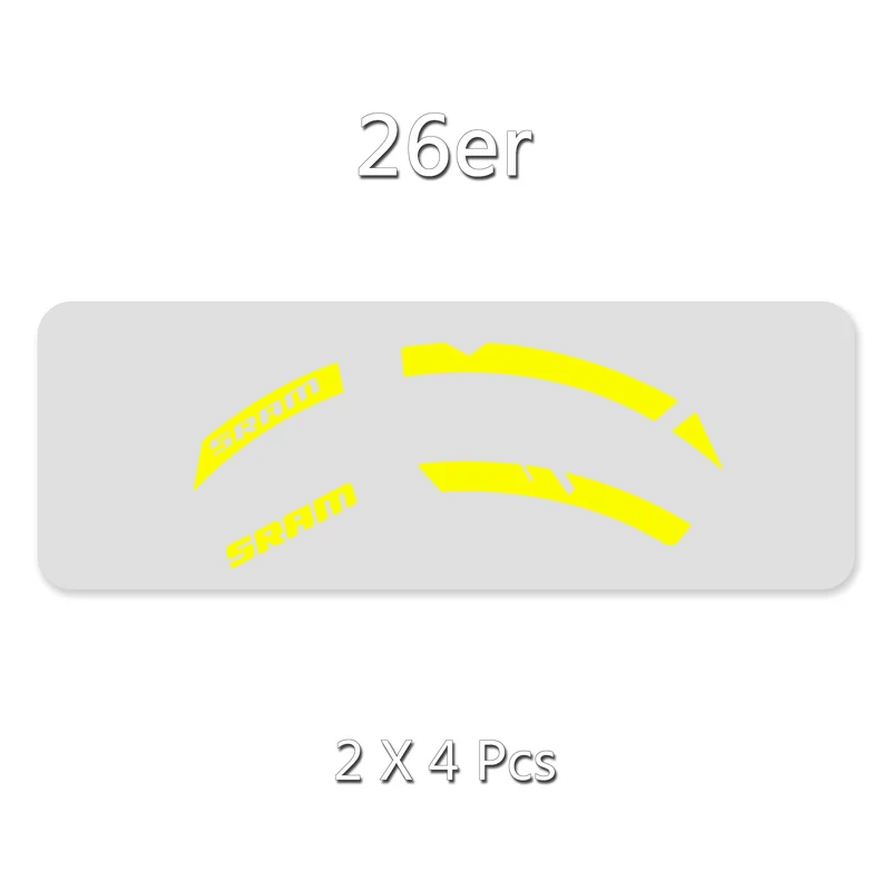 26er Yellow Наклейки на колеса велосипеда SRAM mtb, велосипедные наклейки, аксессуары для велоспорта, виниловые наклейки для защиты от солнца для шоссейного велосипеда - Цвет: 26er Yellow