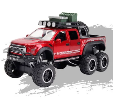 1:28 литье под давлением FORD RAPTOR f150 SUV металлическая модель автомобиля игрушечные колеса сплав автомобиль звук и светильник оттягивающийся автомобиль мальчик малыш игрушки vw модель - Цвет: Red