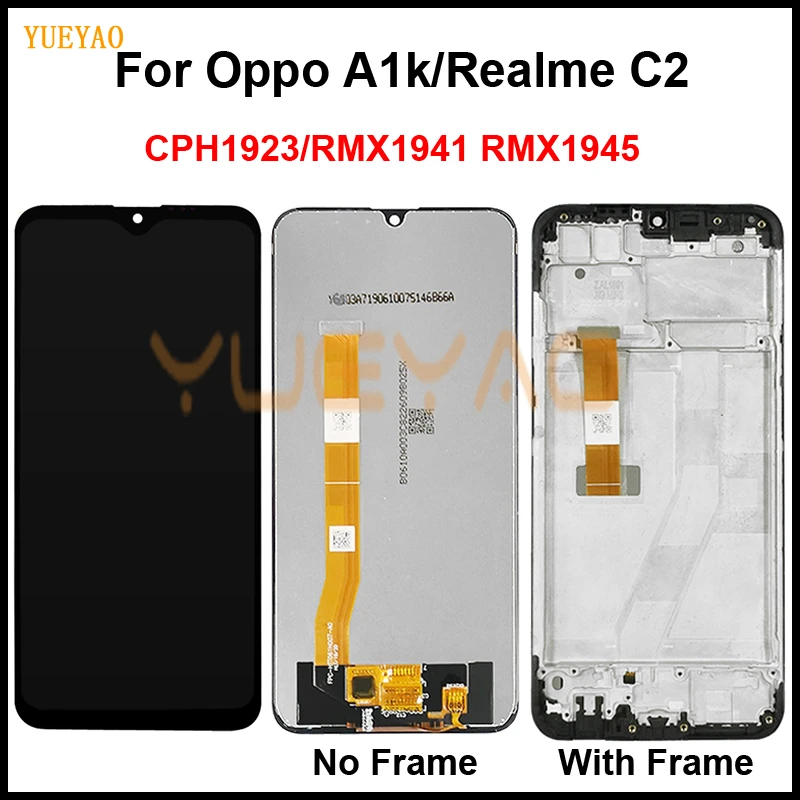 Para Oppo Realme C2/A1k pantalla LCD pantalla marco Digitalizador Táctil Ensamblaje