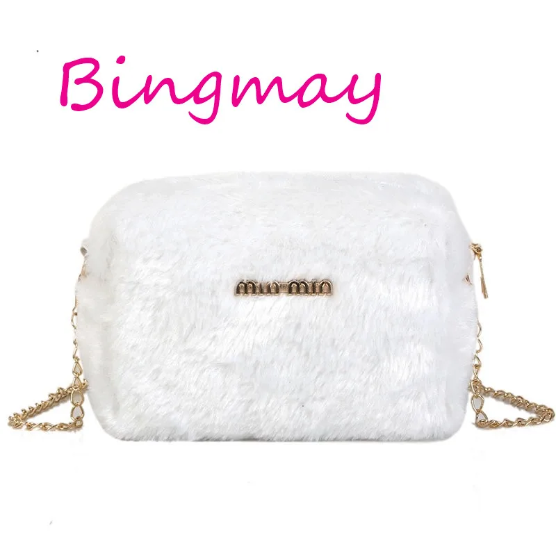 

new arrival winter wholesales women bags in 2019 womens Faux Fur zipper handbags women's white evening day clutches bag tote-bag