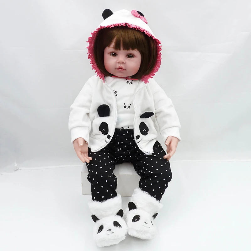 48 см Reborn Baby Doll игрушка мягкий силиконовый милый кролик ткань тела Мода короткие волосы Реалистичная кукла малыш дети подарок на день рождения