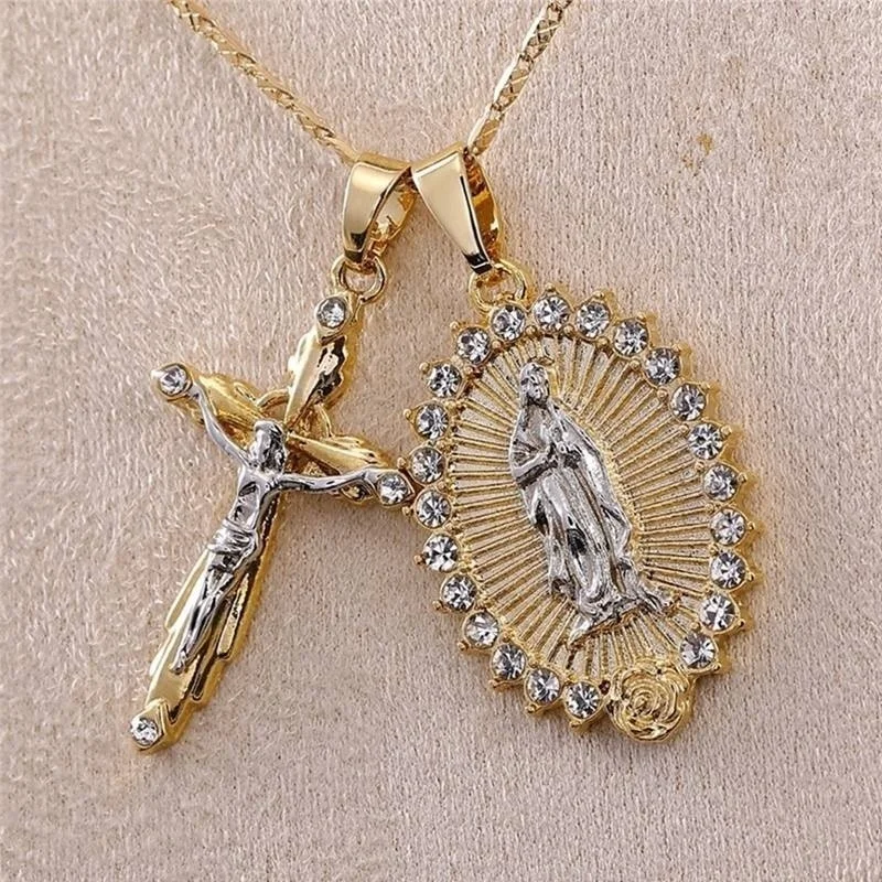Pendentif Crucifix Chrétien En Métal Plaqué Or ORIA - Vintage - Très Bon état