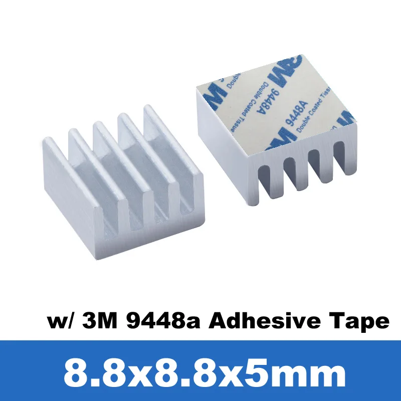 8.8x8.8x5mm Алюминиевый радиатор w/термальная клейкая лента радиатора, теплоотвод w/Теплопроводящий клеевой кулер для ram Memory Chips-10pcs - Цвет: 8.8x8.8x5mm