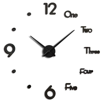 

3D DIY Large Wall Clock Silent Self Adhesive Wall Sticker Clock Acrylic Mirror Modern Design Wall Clocks Living Room