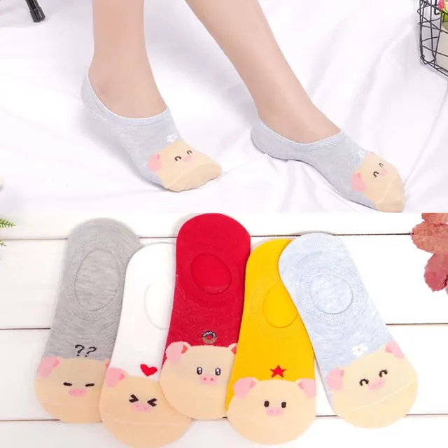 5 Pairs/Lot summer Casual Cute women Socks animal Cartoon Mouse Duck socks Cotton invisible funny socks size 35-41Dropshipping 26